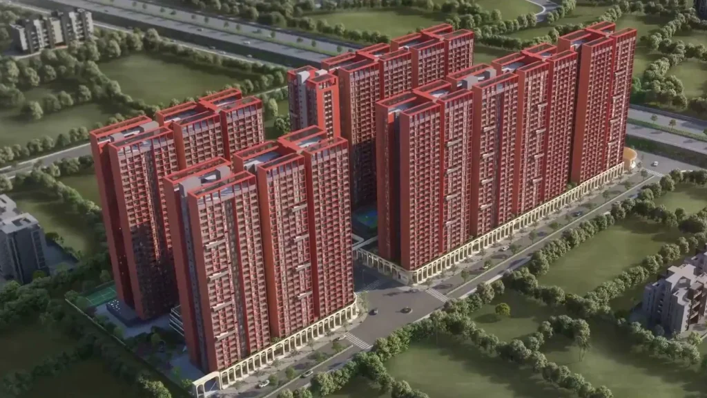 Aerial view of Mamurdi Township near Mumbai Pune Highway Pune West